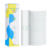 Solong Tattoo Aftercare Bandage. Box highlights waterproof, breathable, flexible features, shown with a 15cmx200cm film roll